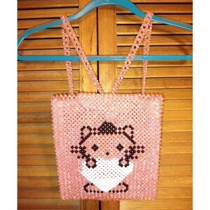 Beaded Kitty Backpack Pink Kawaii Y2K  Shoulder Bag - Sanrio Style